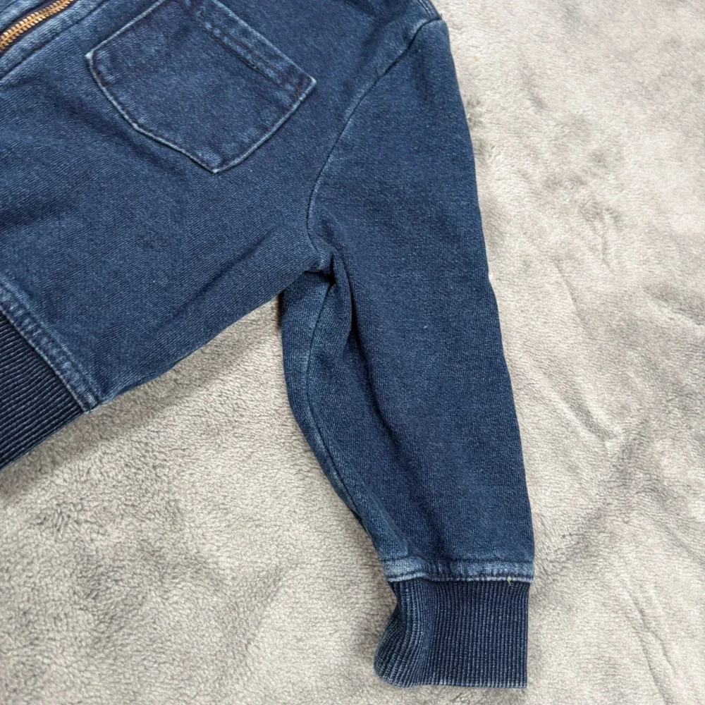 Adriano Goldschmied Toddler 2T Blue Denim Look Full Zip Jacket Cotton Ribbed Hem